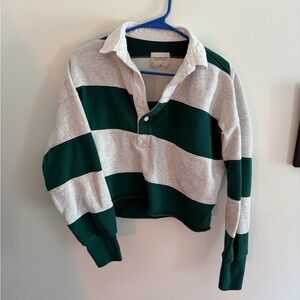 Abercrombie & Fitch Green and White Striped Sweater
